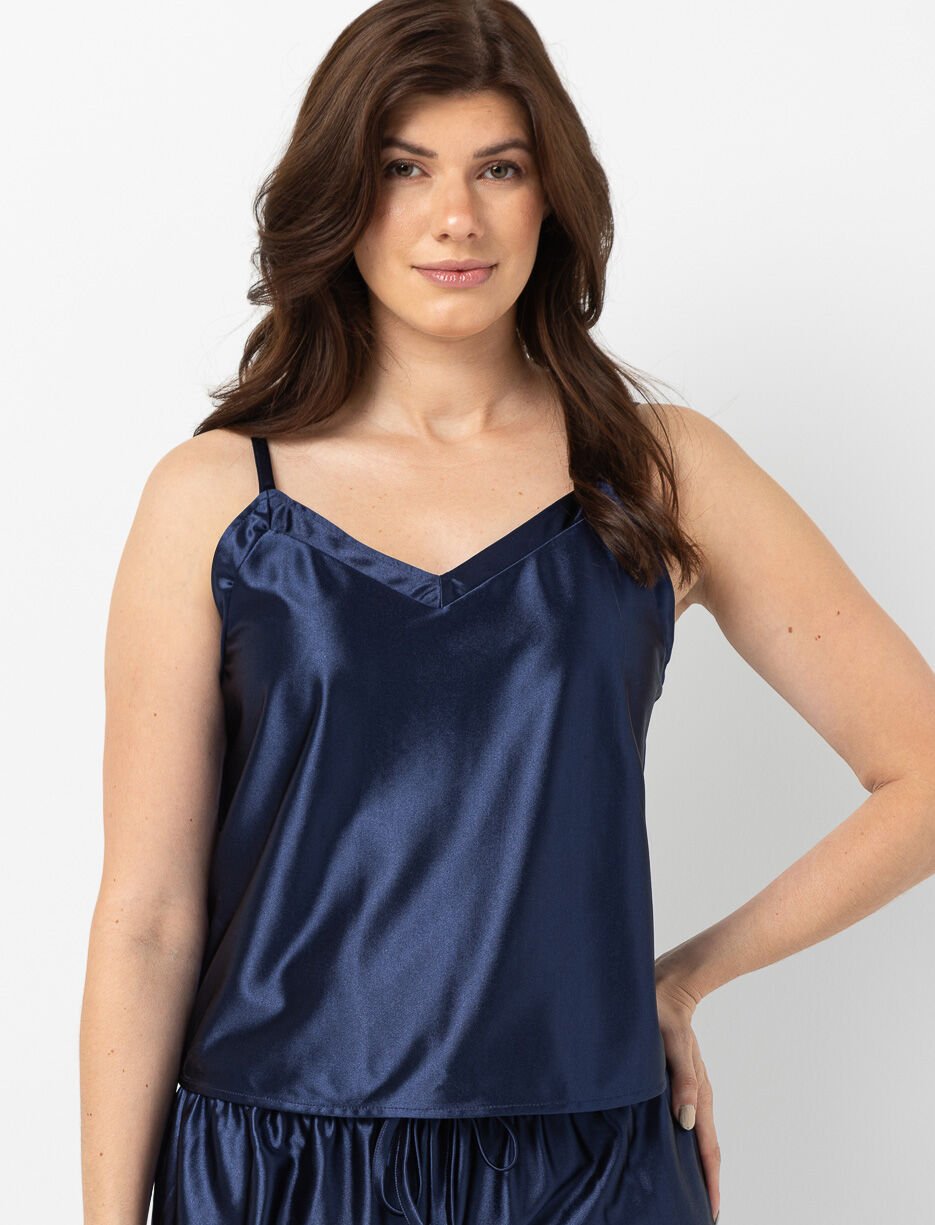 Camisole de pyjama en satin à col en V
