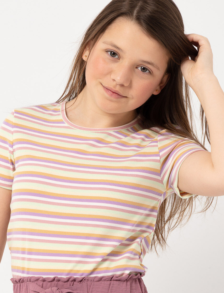 Ribbed Striped T-shirt - Teen Girl