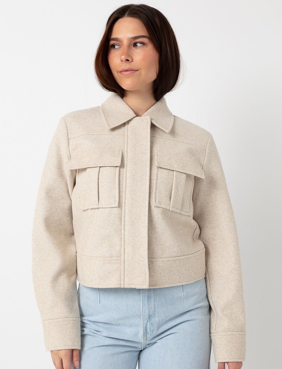 Solid Cropped Shacket Solid Cropped Shacket