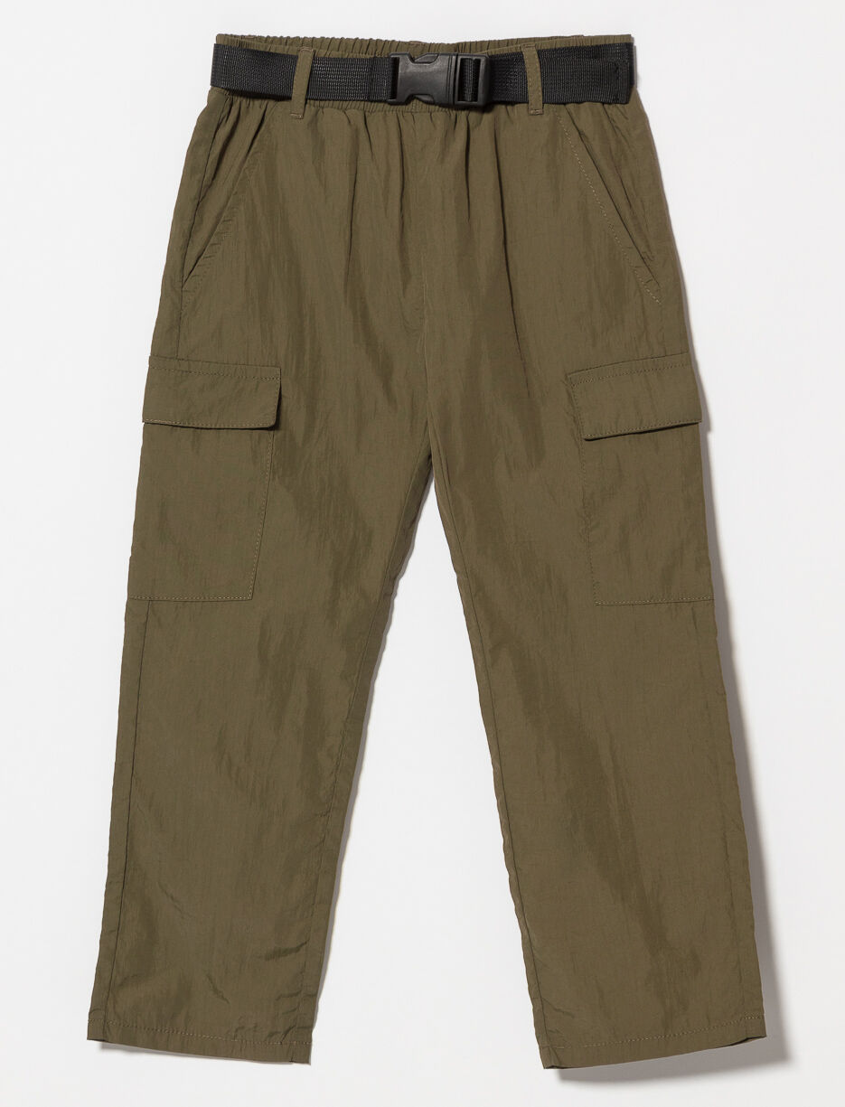 Nylon Cargo Pants with Belt