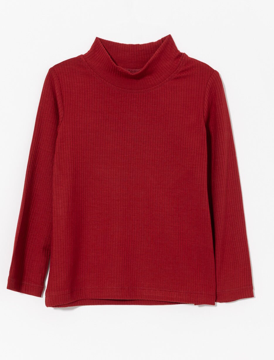 T-shirt côtelé à col montant - petite fille