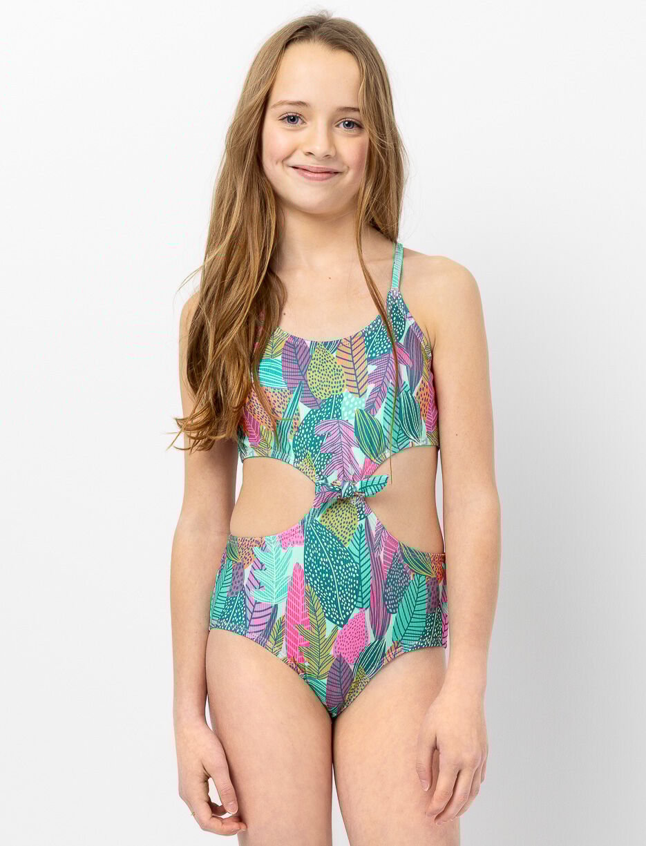 Maillot 1 pi&egrave;ce imprim&eacute; nou&eacute; &agrave; l'avant