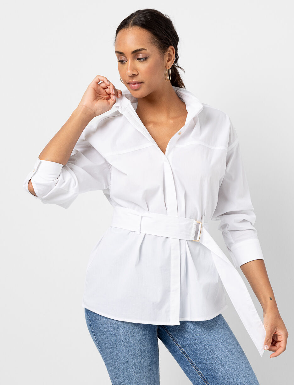 Chemise ceinturée froncée