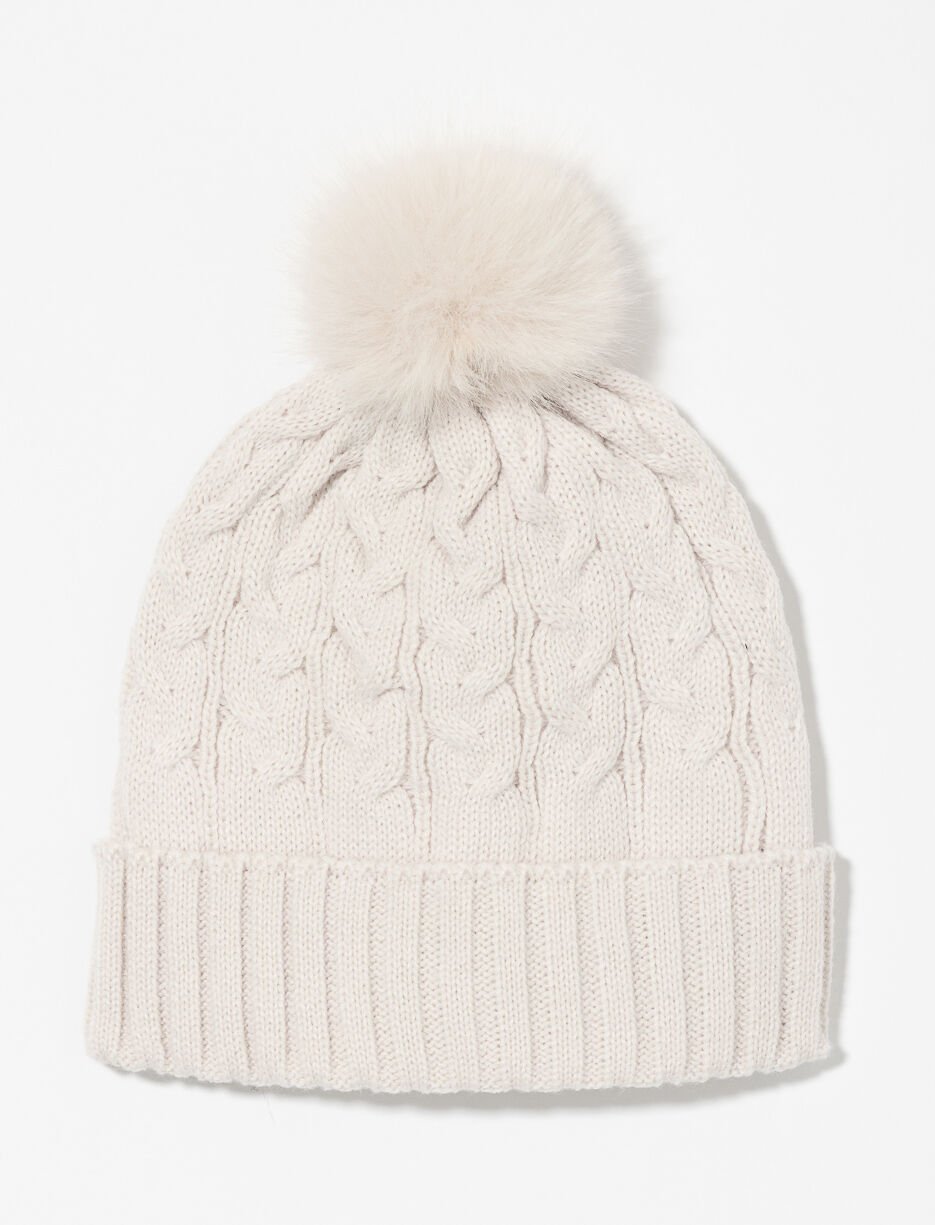 Tuque en tricot torsadé avec pompon