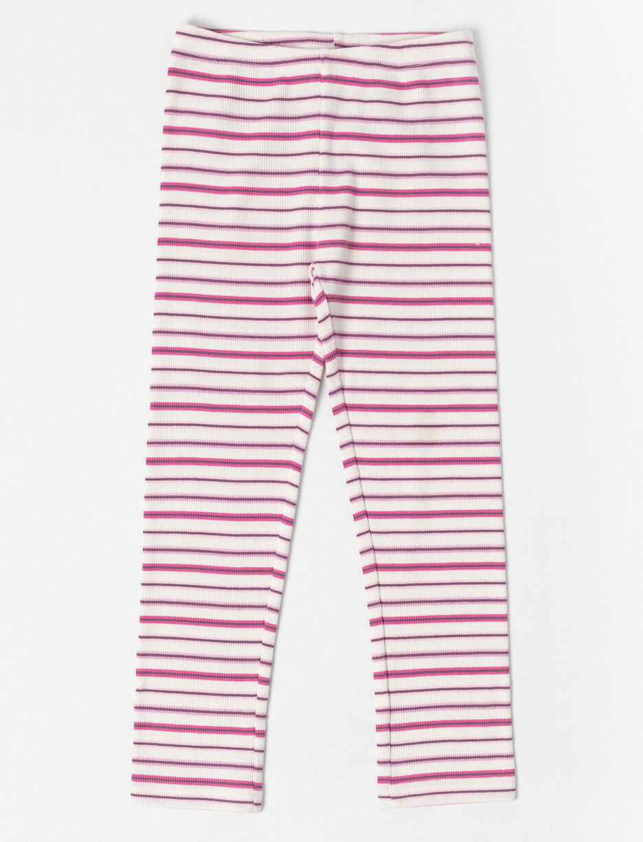 Ribbed Striped Leggings - Little Girl
