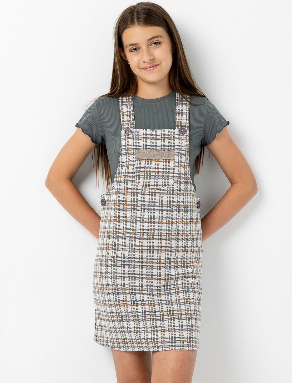 Plaid Corduroy Overall Dress