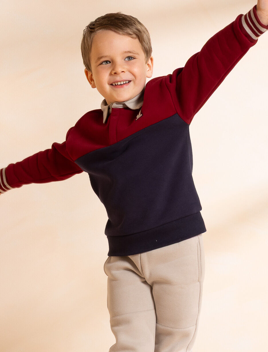 Chandail ouaté trois tons à col polo - petit garçon