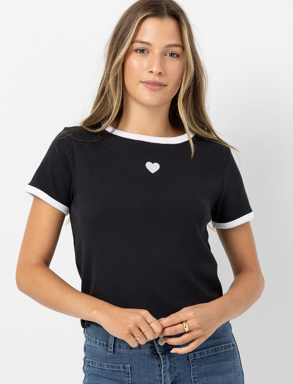 Ribbed Embroidered Crop Top