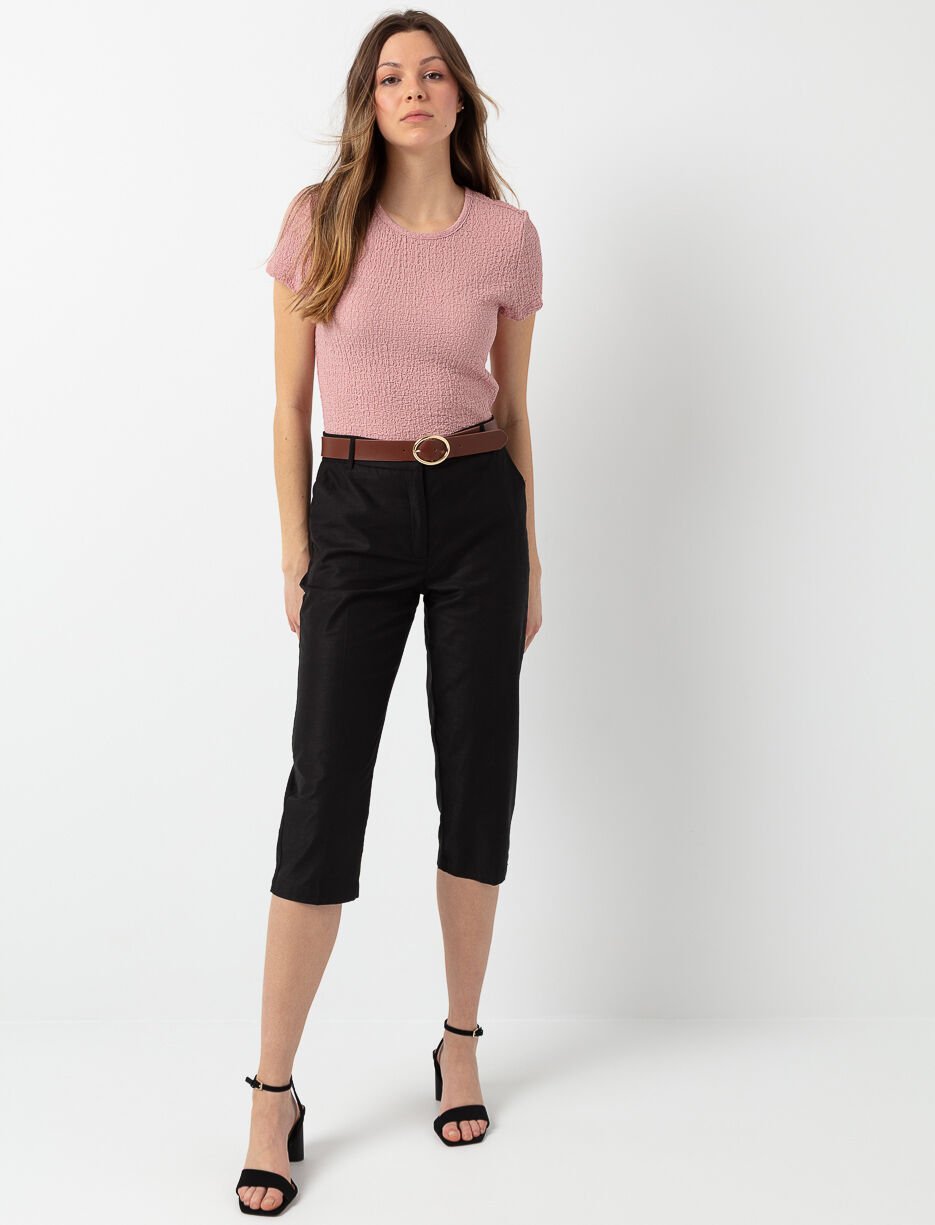 Pantalon capri à taille structurée