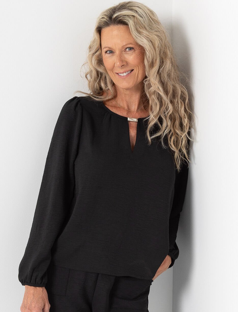 Blouse unie à manches longues