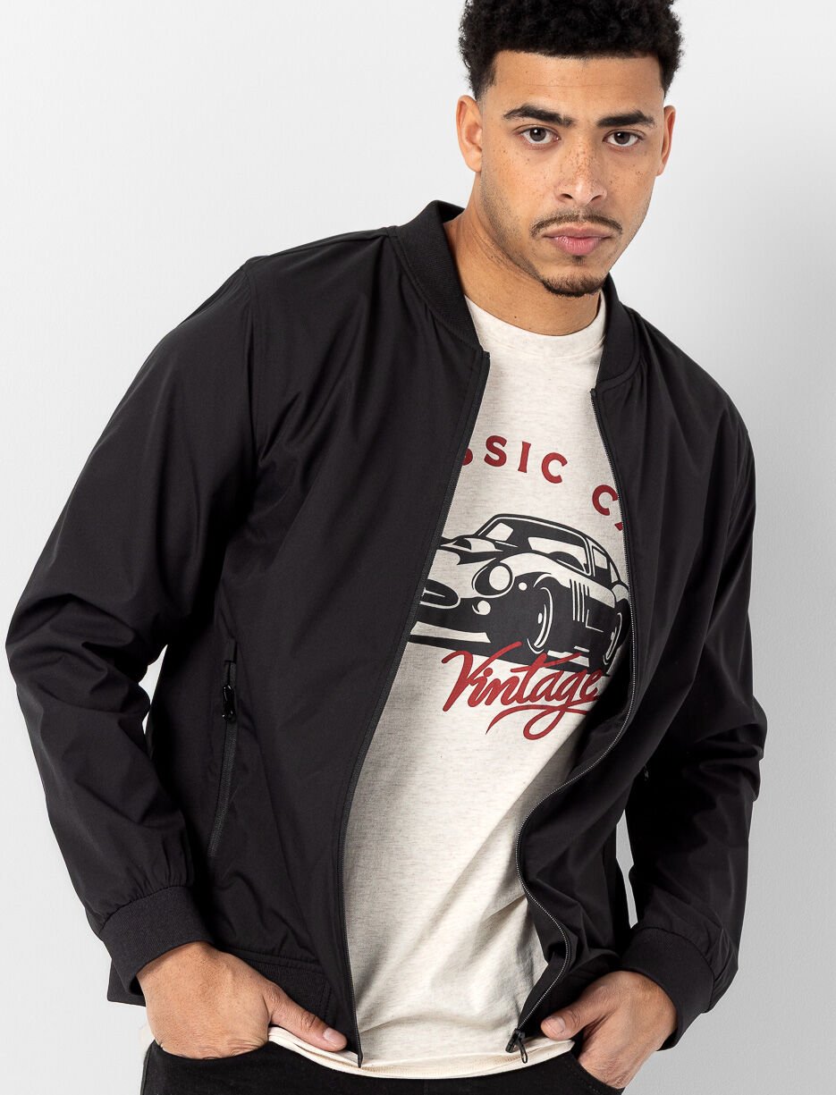 Zip-Up Jacket with Crew Neck