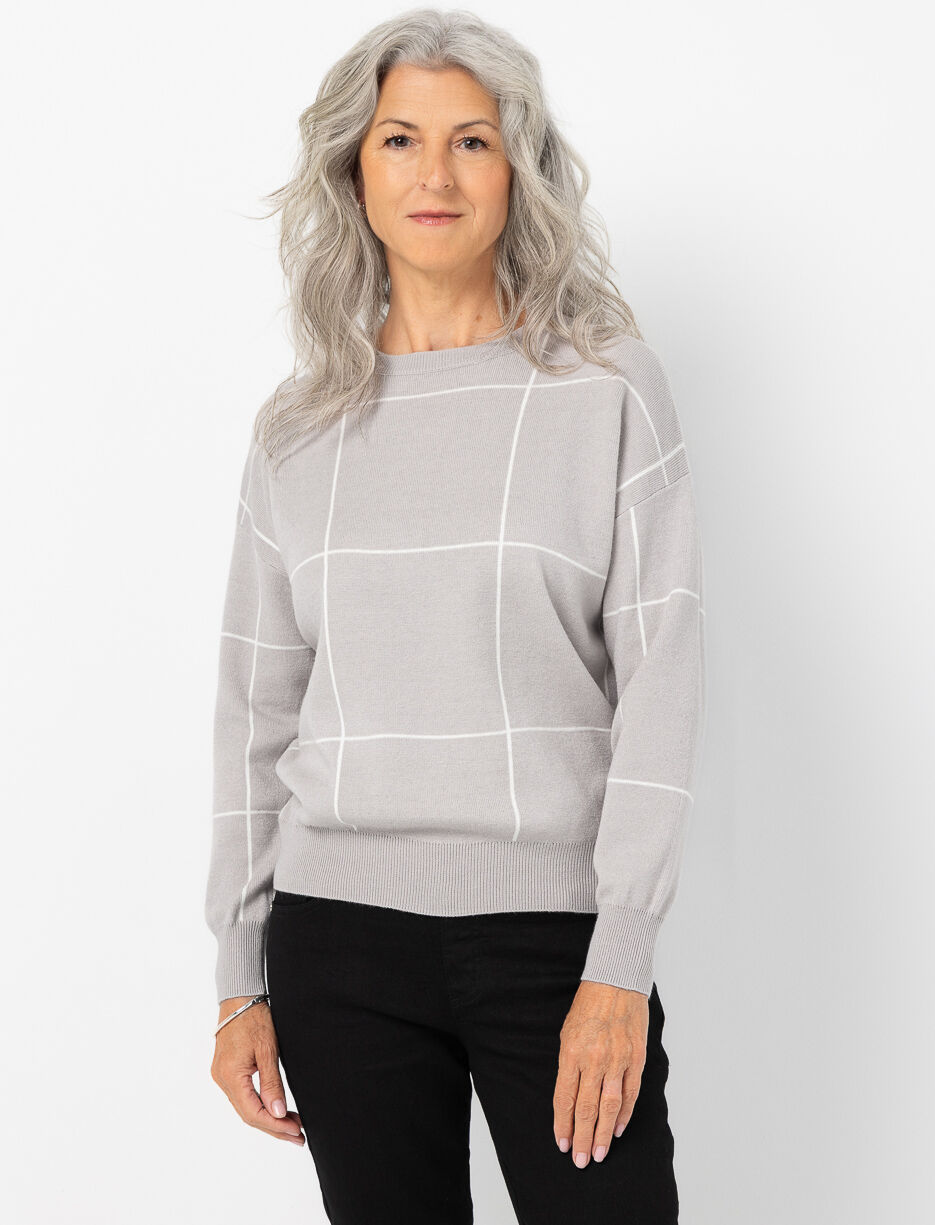 Check Print Knit Sweater