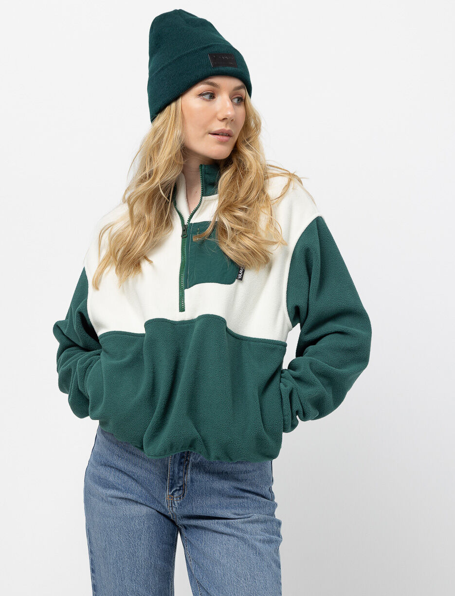 Two-tone Fleece Sweater with Half Zip Two-tone Fleece Sweater with Half Zip