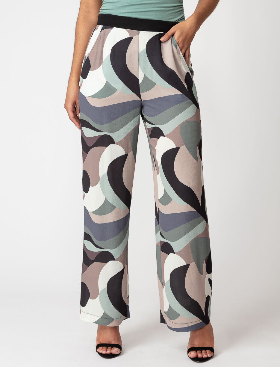 Pantalon en cr&ecirc;pe &agrave; motifs