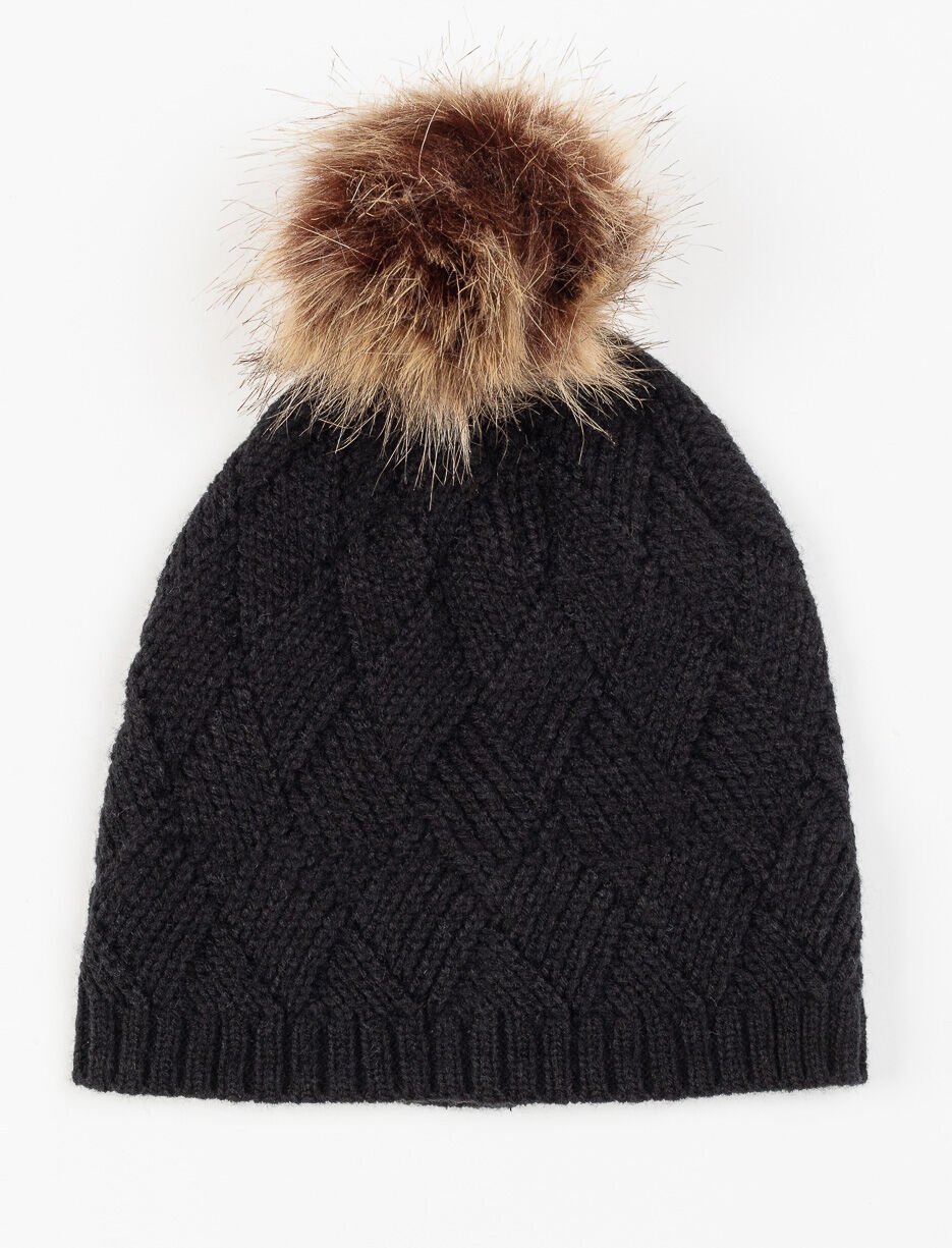 Tuque en tricot &agrave; pompon