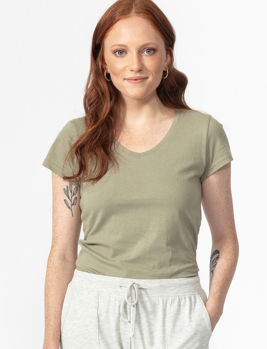 T-shirt uni col en V