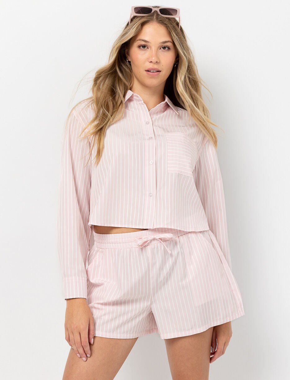 Short à rayures à taille élastique