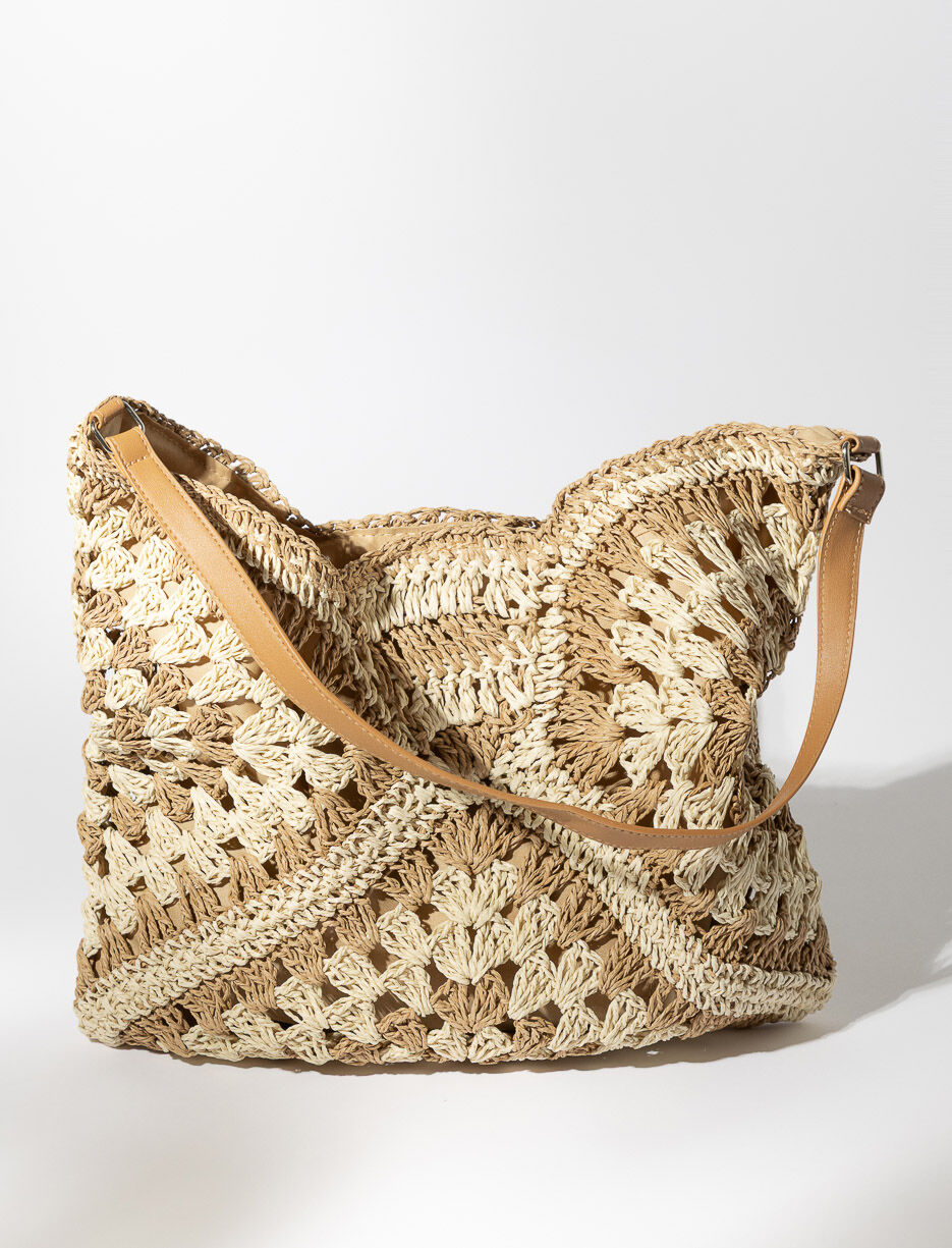 Sac fourre-tout en paille à motif