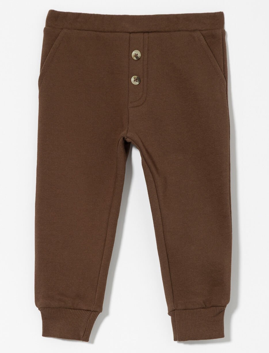 Fleece Pants with Button Detail