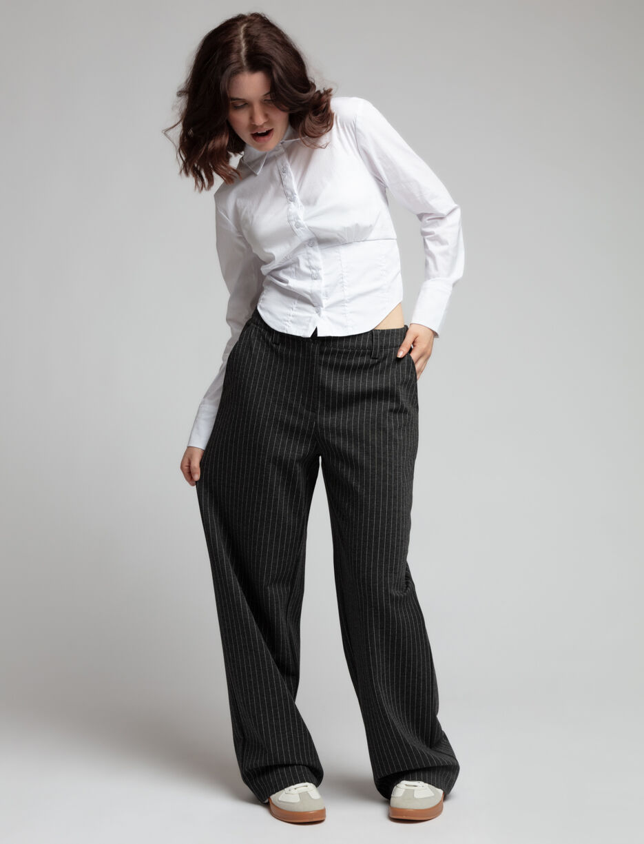 Pantalon rayé à taille régulière