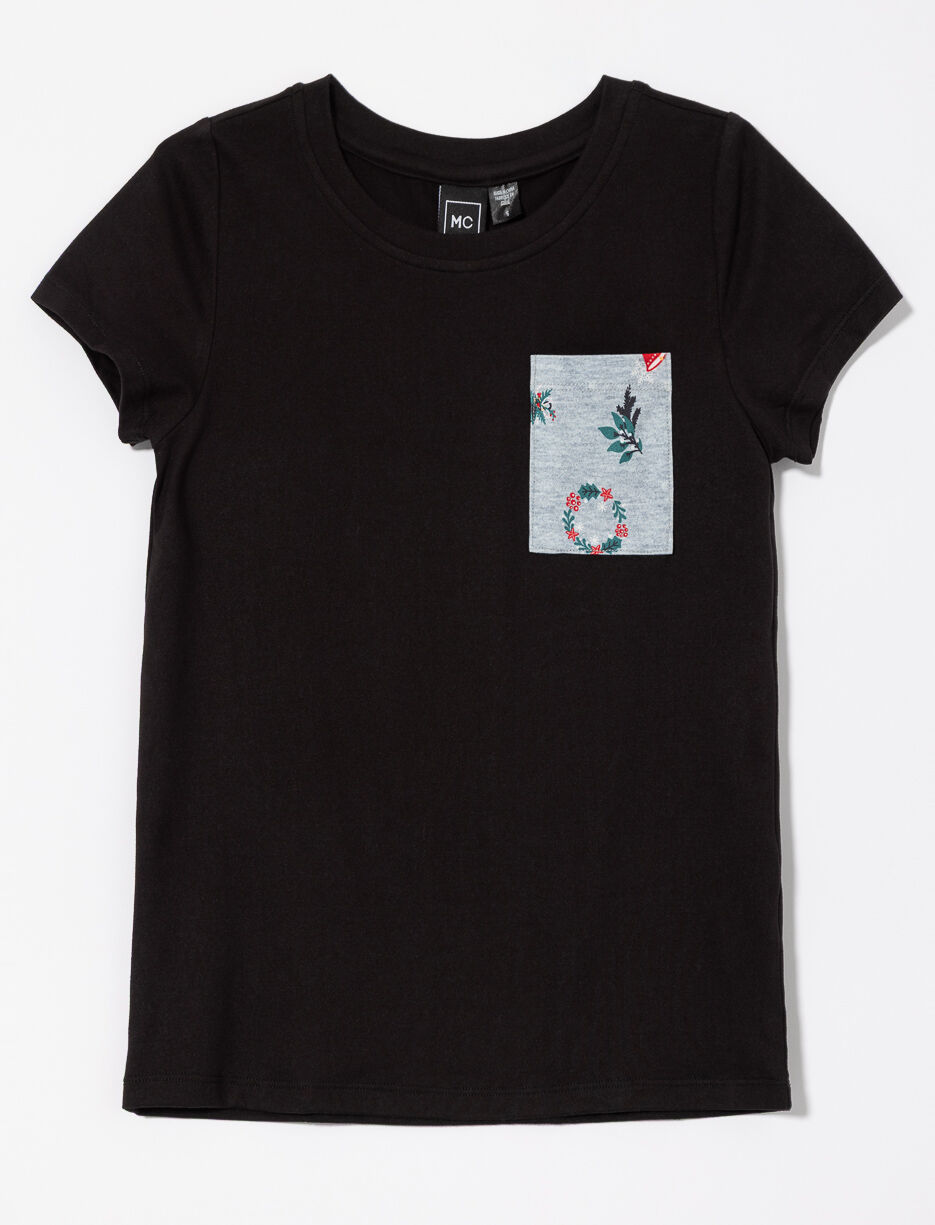 Tunique à poche imprimée Noël - petite fille