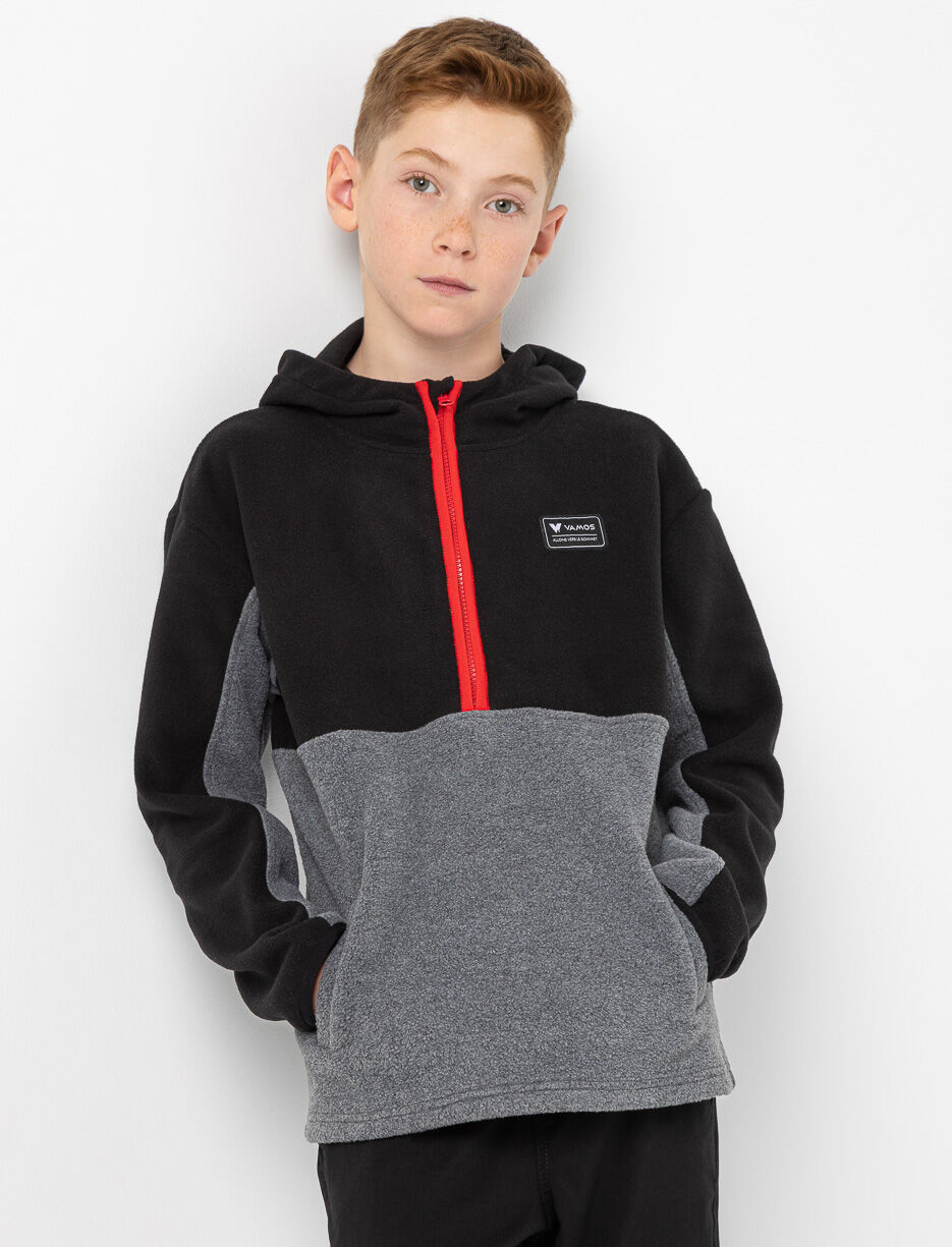 Two-tone Fleece Hoodie with Half-zip