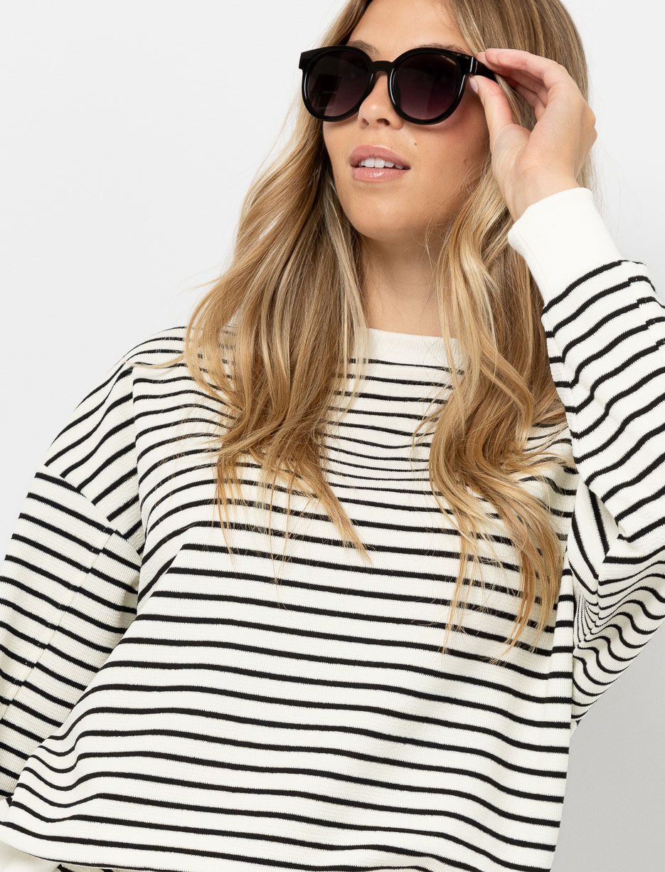 Striped Drop-shoulder Sweatshirt