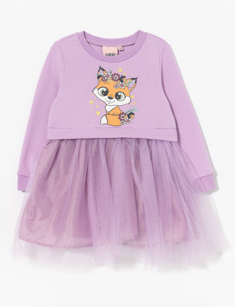 Robe imprimée avec jupe en tulle - petite fille Robe imprimée avec jupe en tulle - petite fille