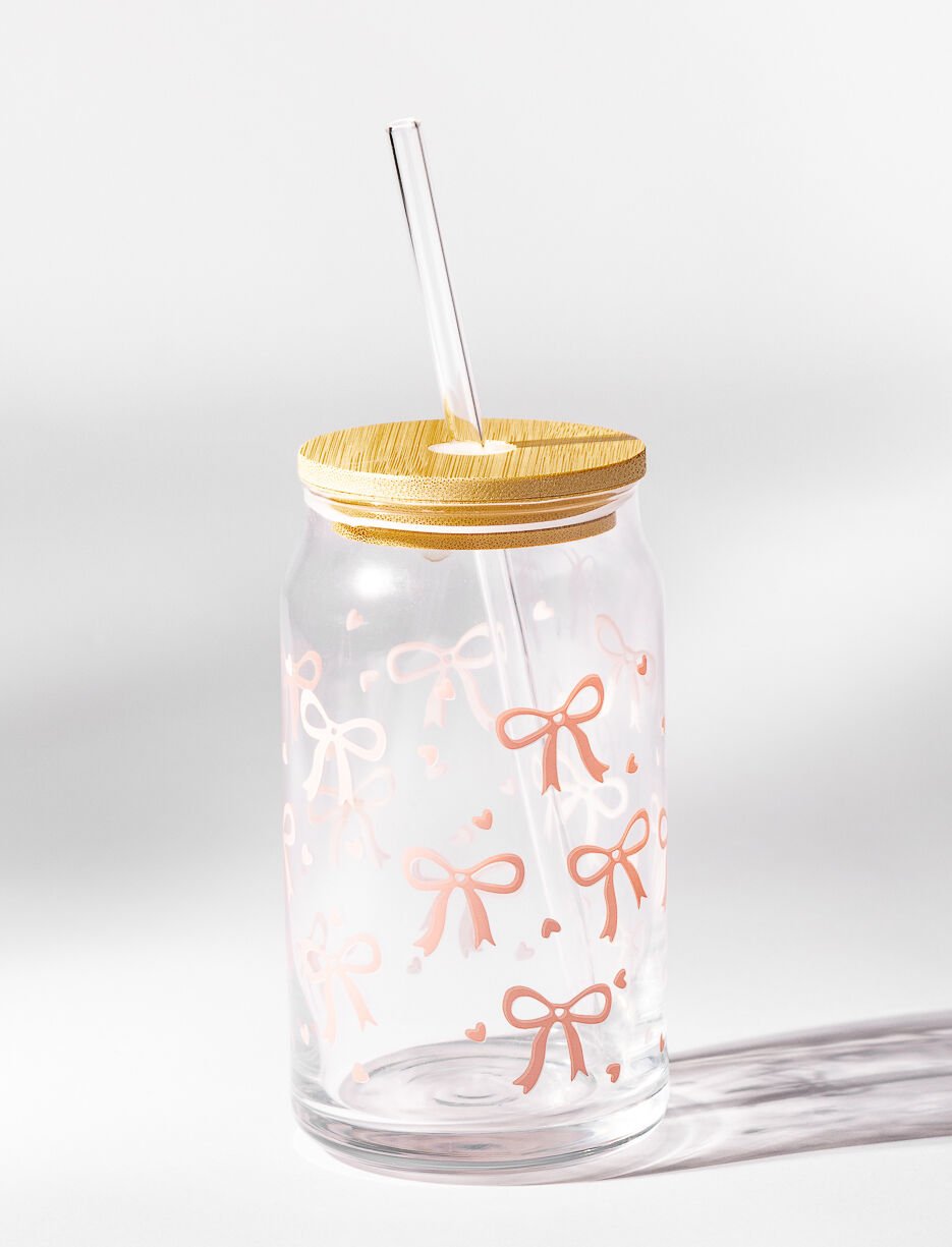 Verre &agrave; paille boucles avec couvercle