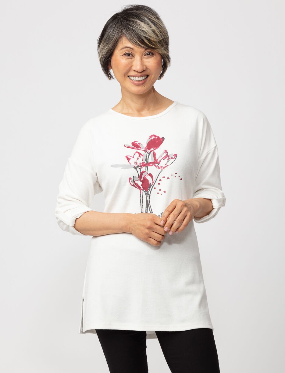 Tunique imprimée à manches 3/4