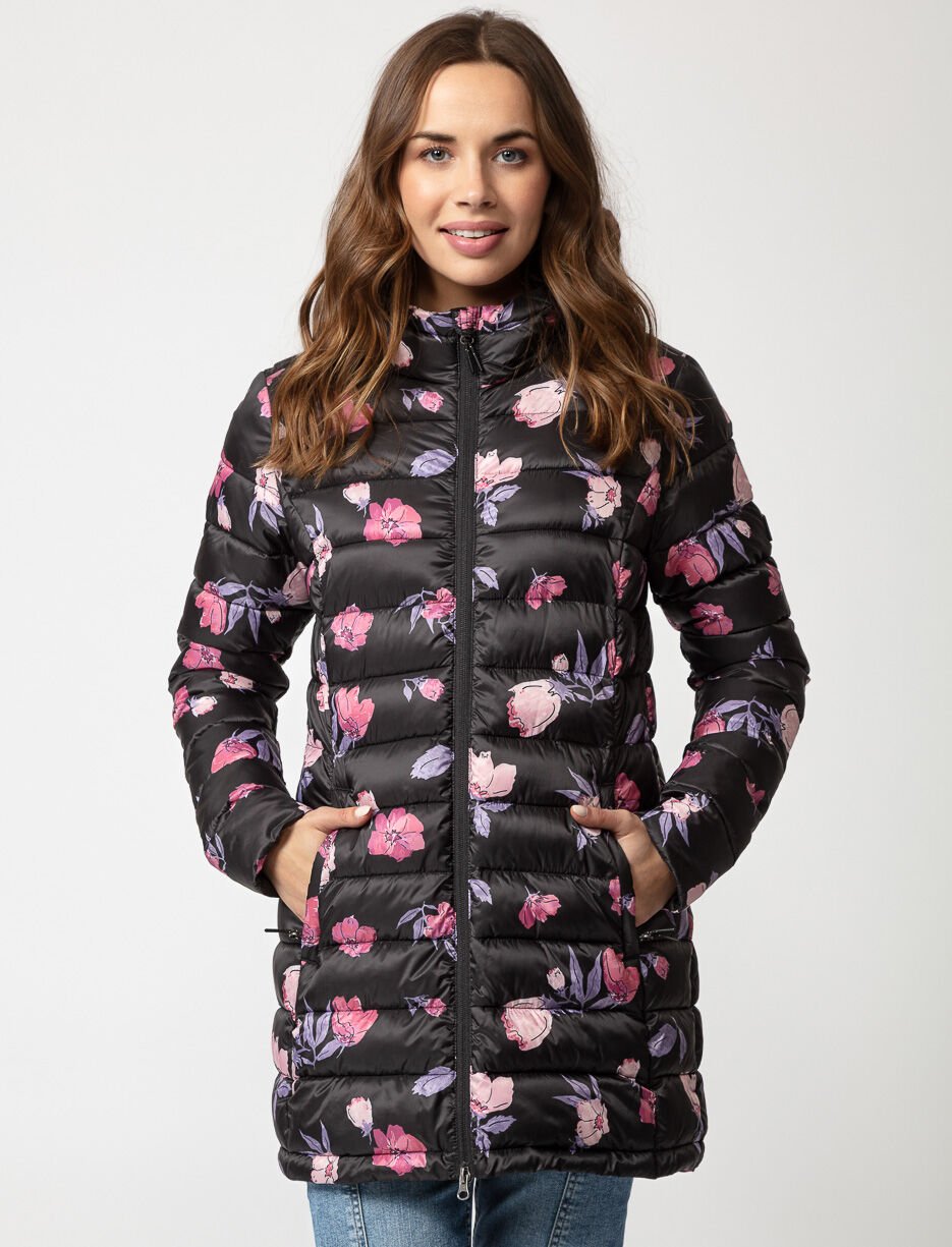 Floral Quilted Mid-Season Coat
