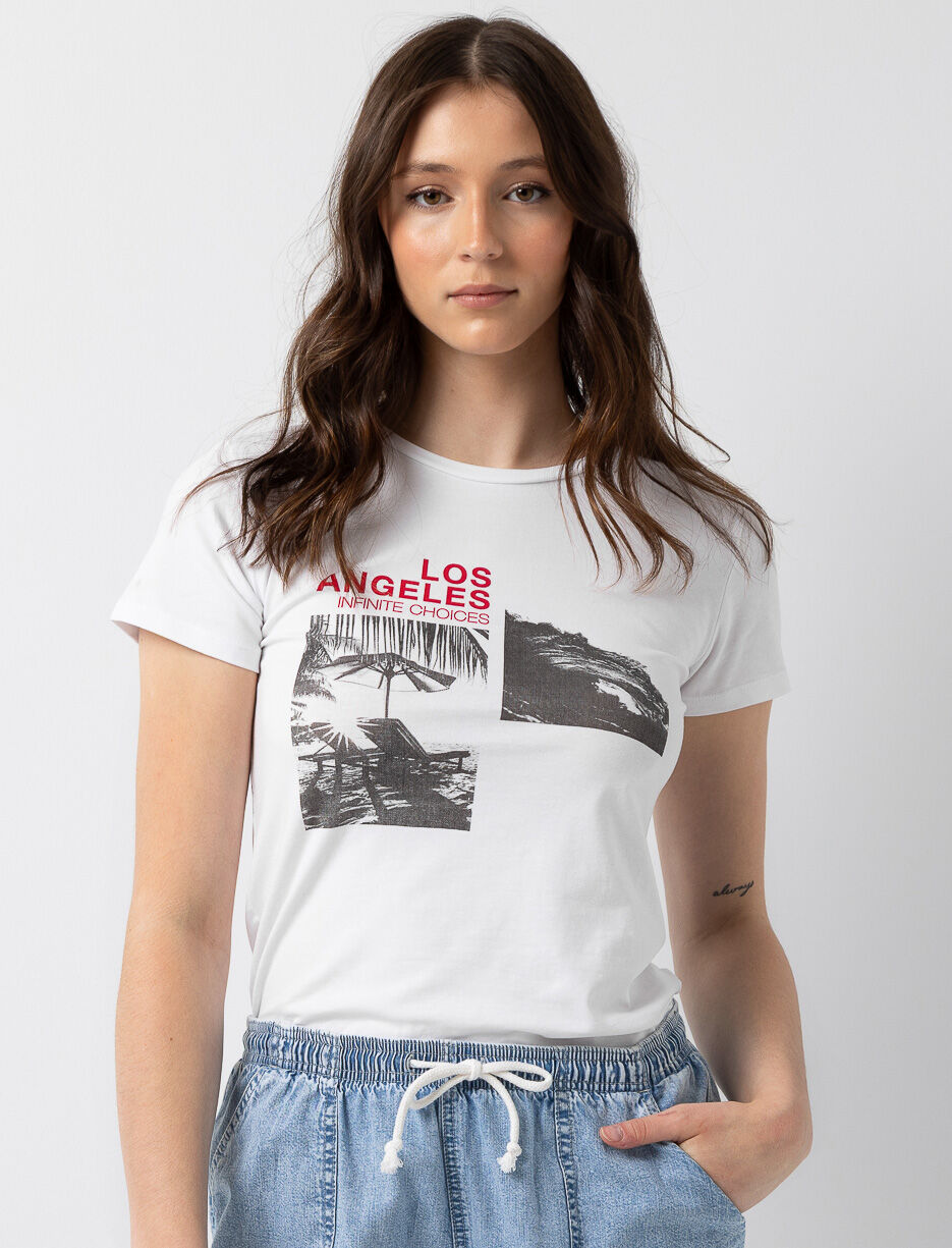 T-shirt imprim&eacute; &agrave; col rond