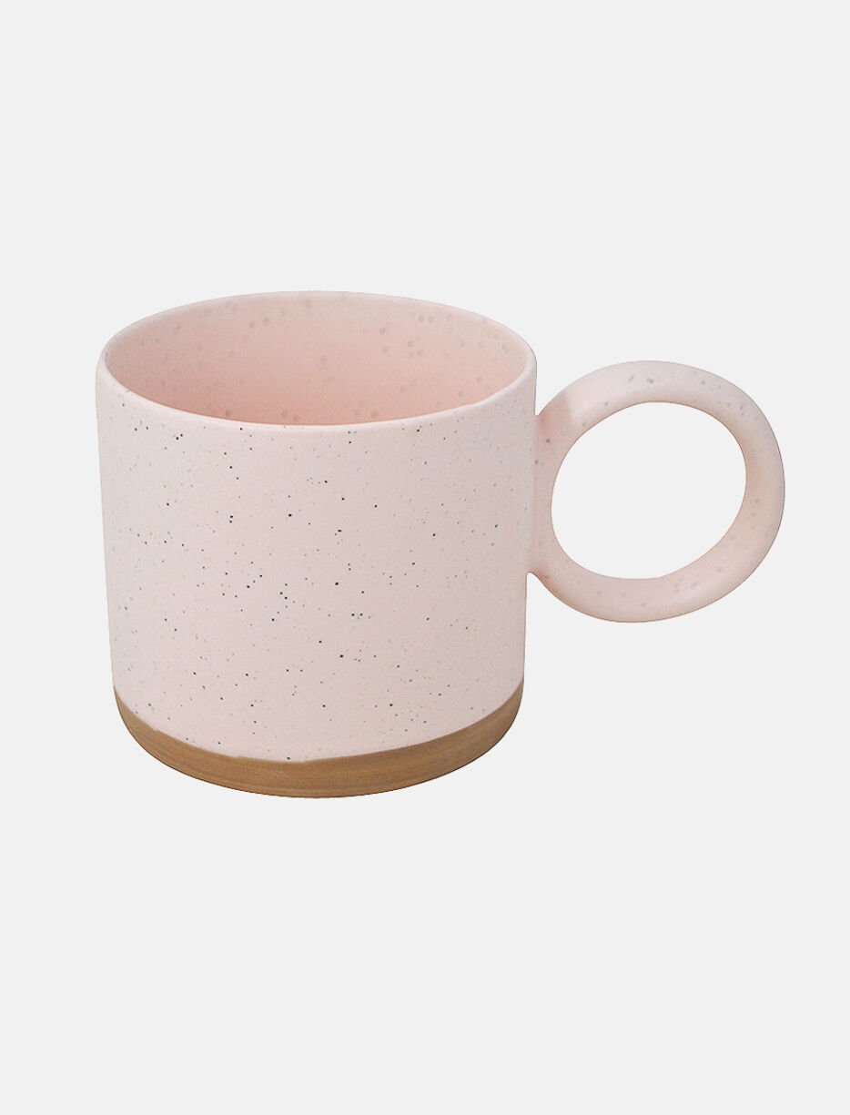 Tasse en porcelaine à poignée ronde rose