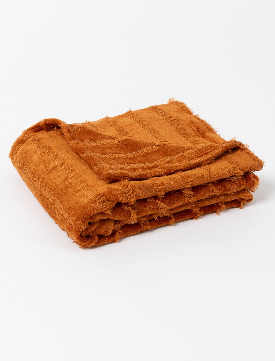 Jeté-coussin effet de rayures et franges Jeté-coussin effet de rayures et franges
