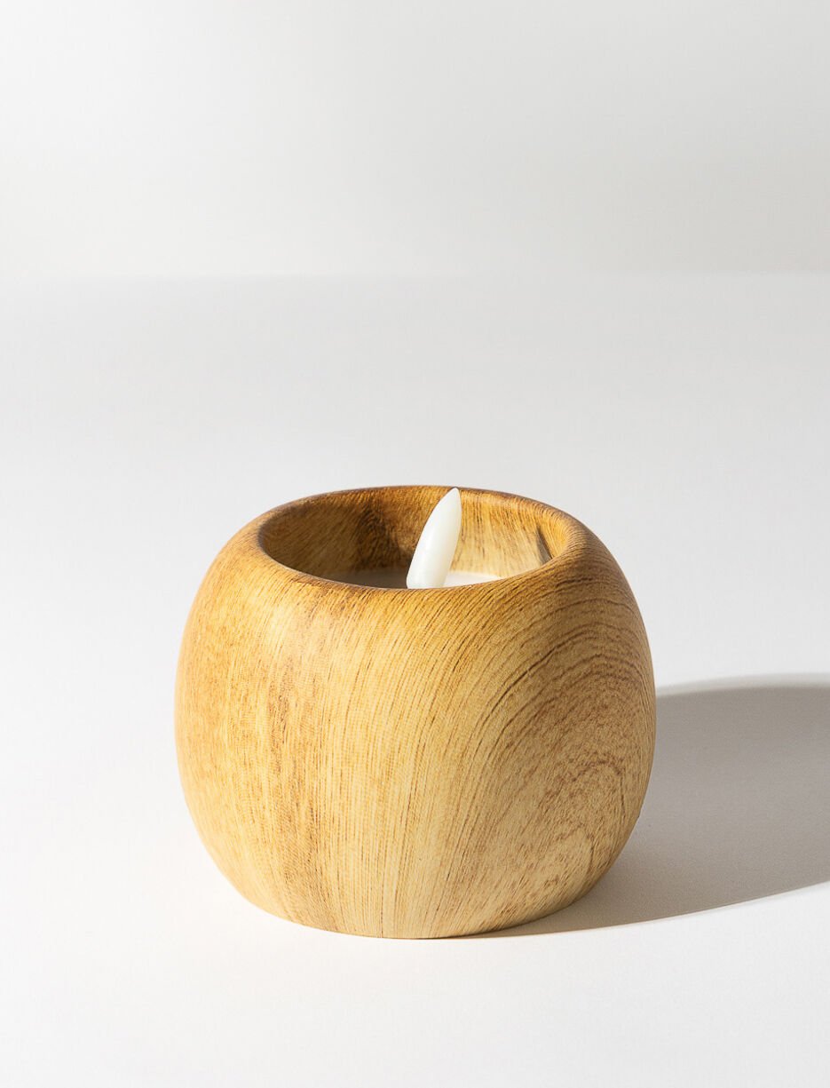 Chandelle LED effet bois