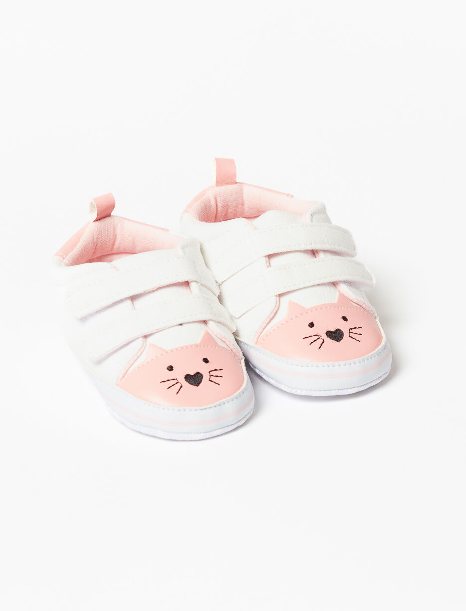Velcro Shoes with Cat Face