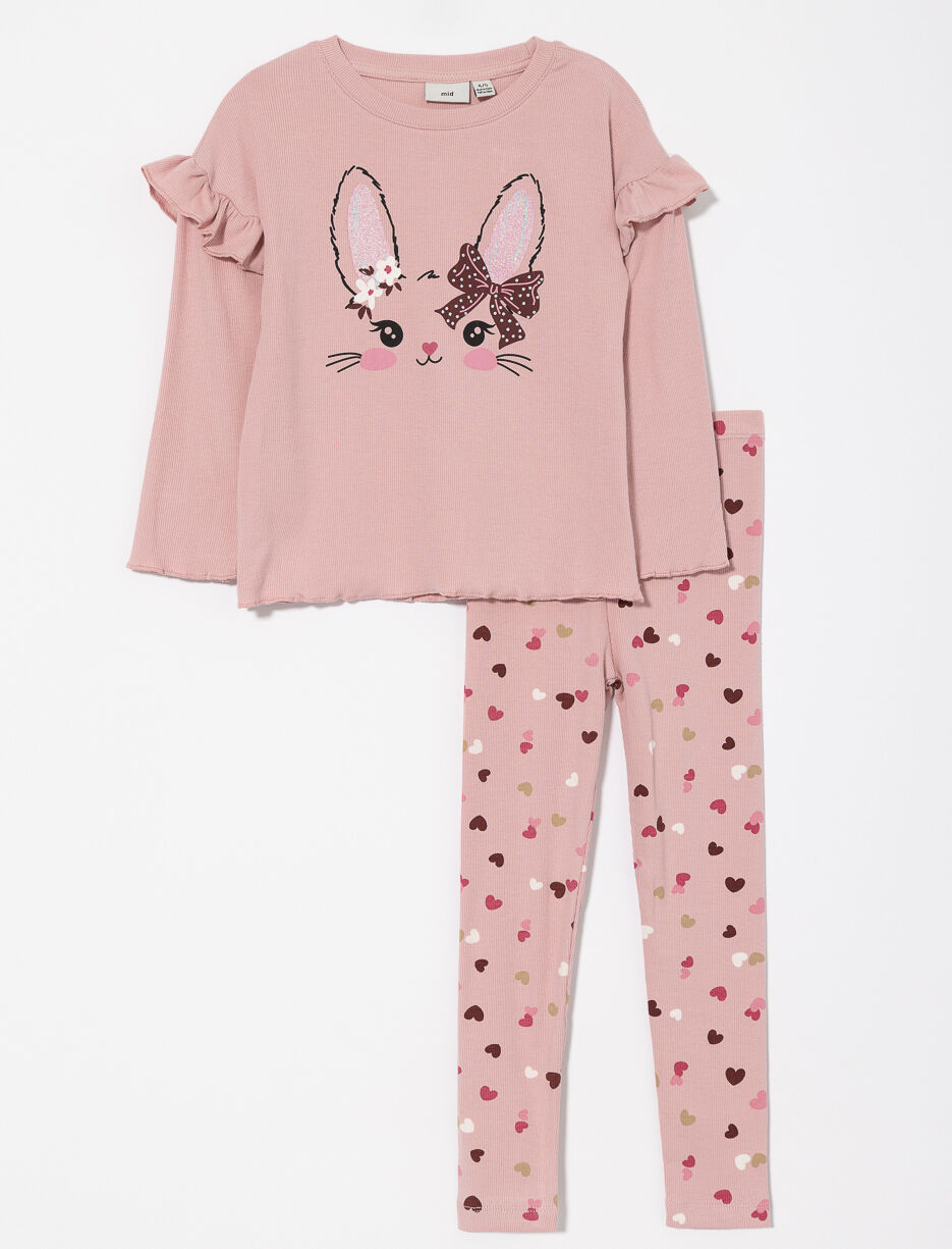 Ens. 2 pièces imprimé à volants - petite fille