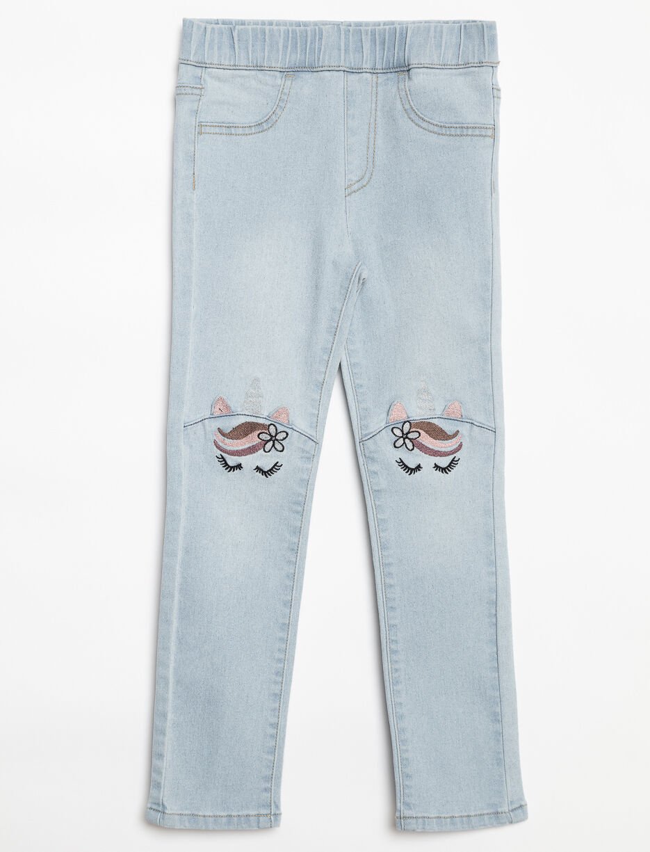 Jean à enfiler à broderies