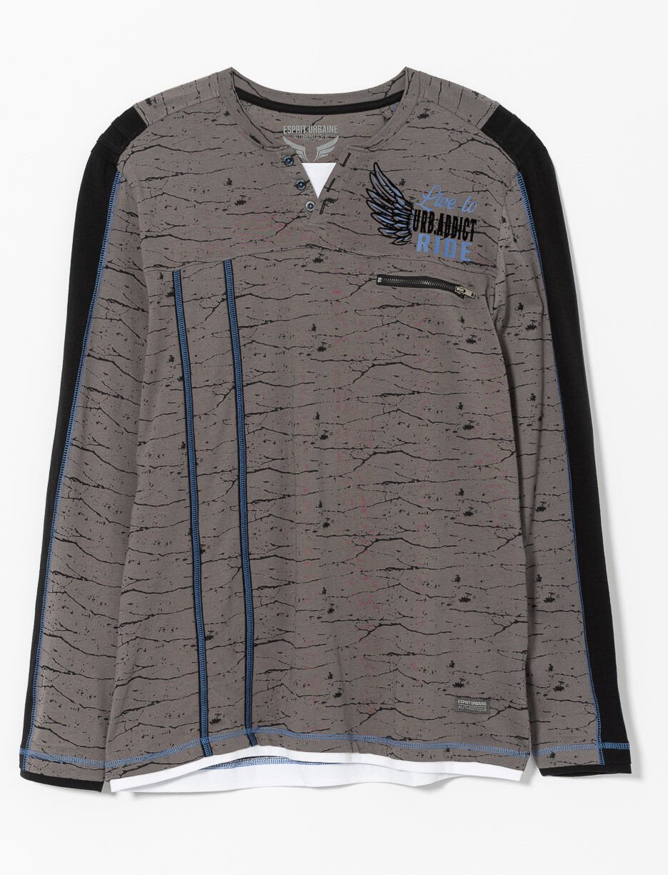 T-shirt imprimé à bandes contrastantes