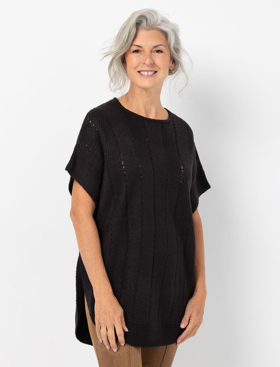 Knit Poncho with Decorative Buttons