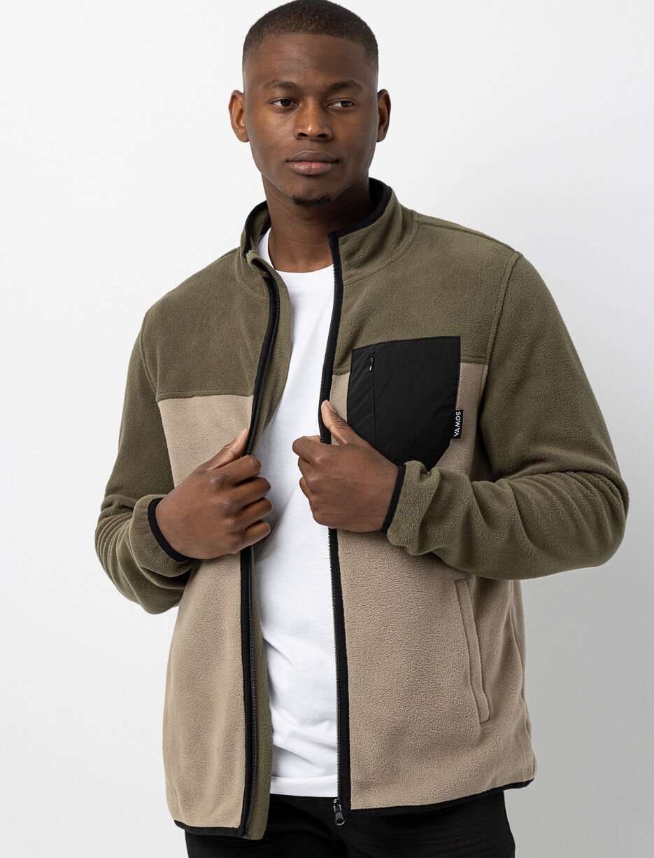 Cardigan en polar à col montant