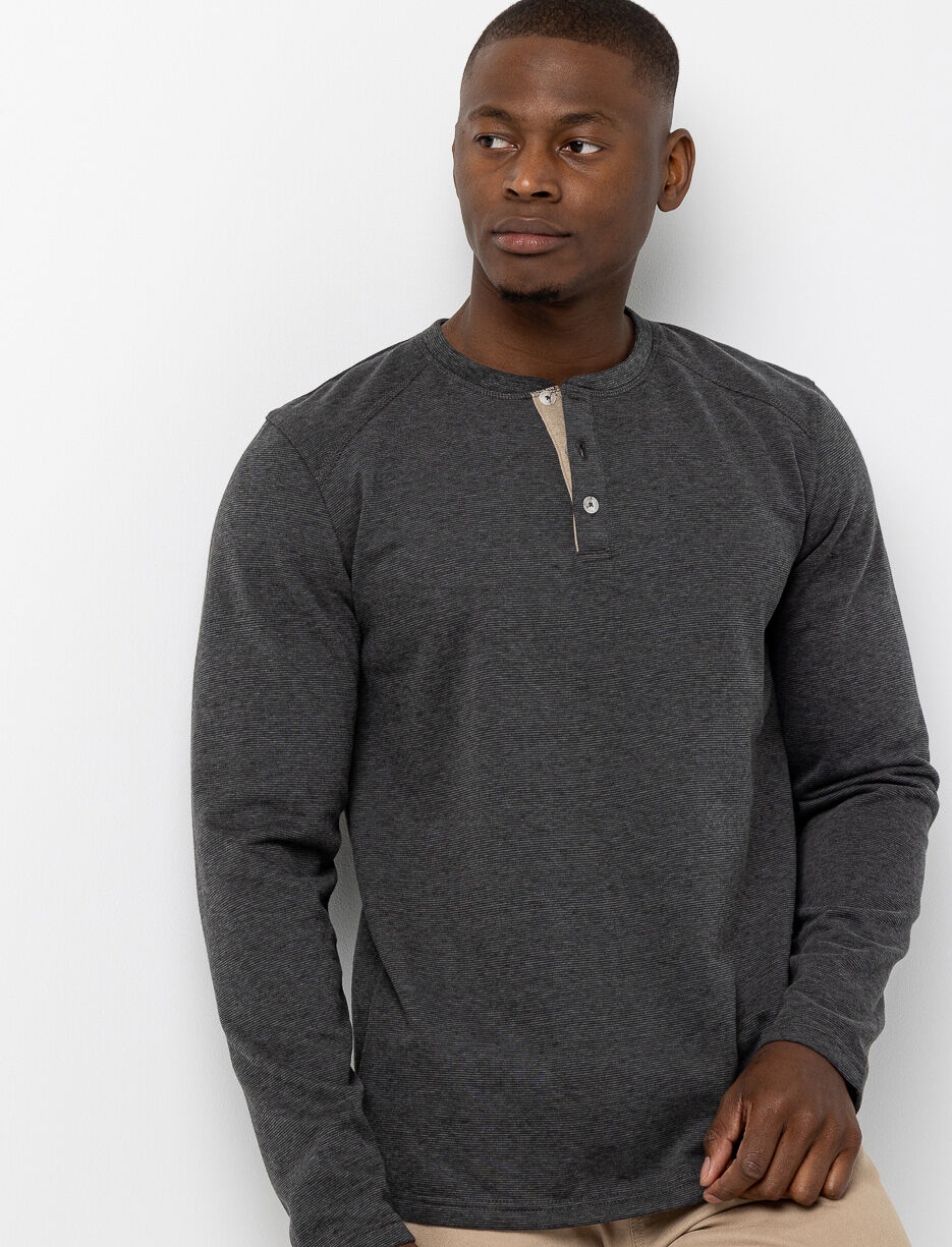 Long-sleeve Henley T-shirt