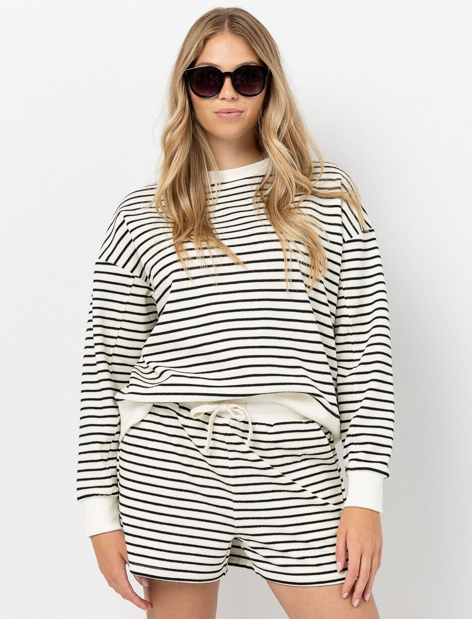 Short à rayures à taille élastique