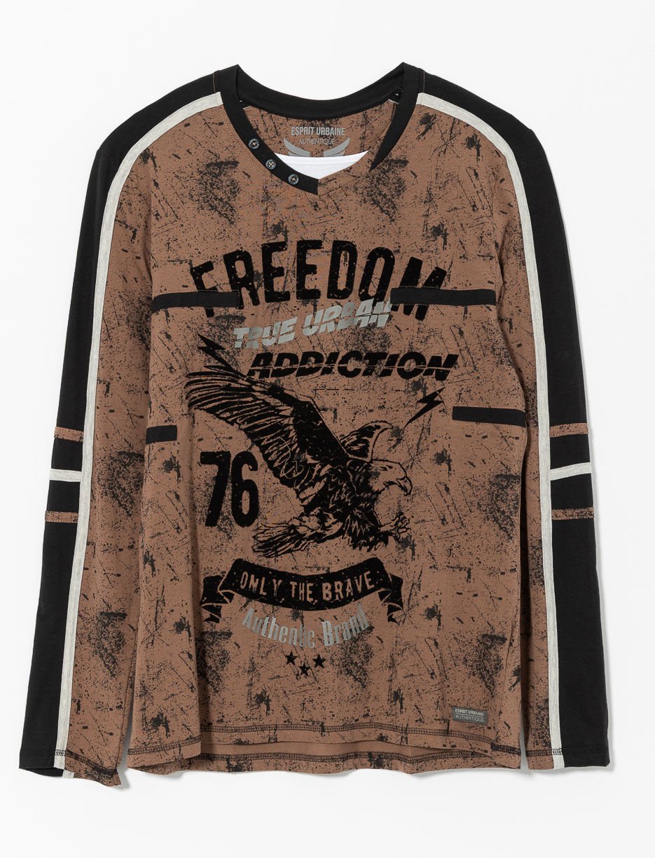 T-shirt imprimé à bandes contrastantes