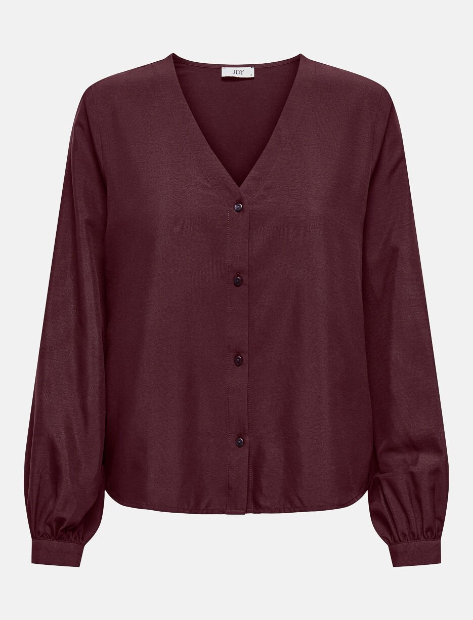 Chemise à col en V et manches bouffantes