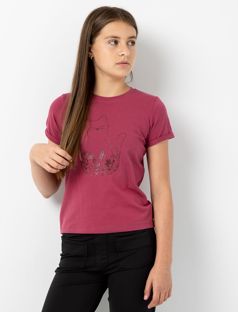 T-shirt à imprimé chat