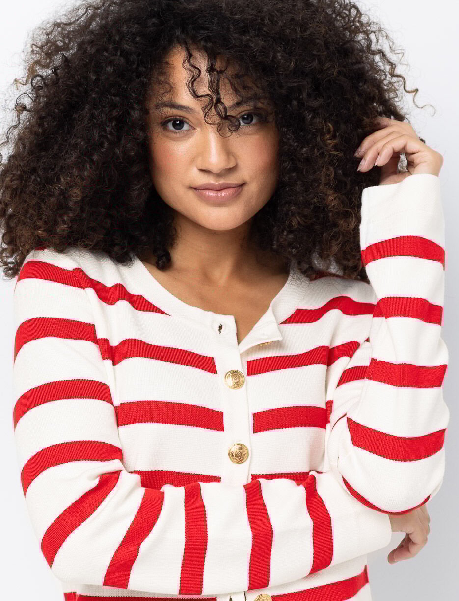 Cardigan en tricot &agrave; rayures