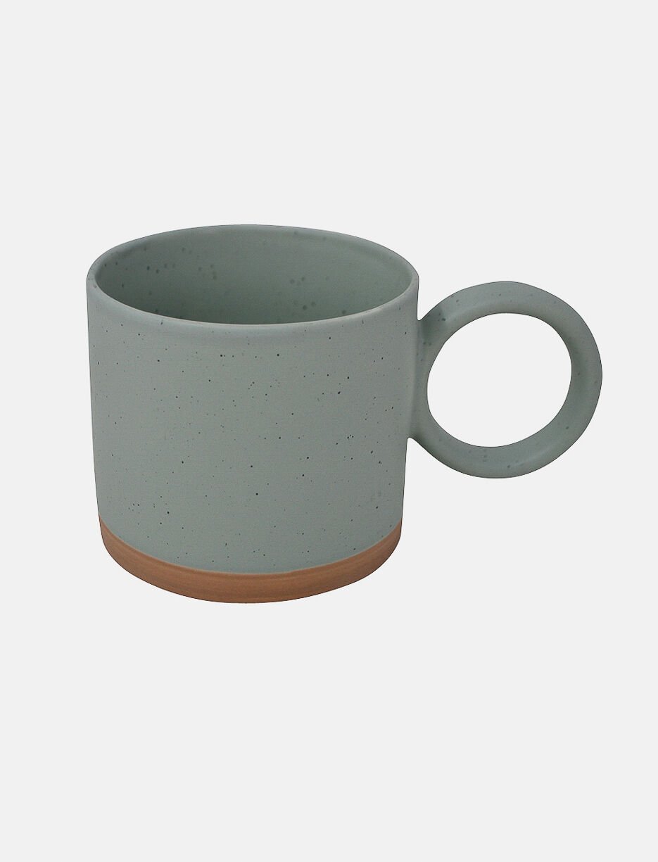 Tasse en porcelaine à poignée ronde verte