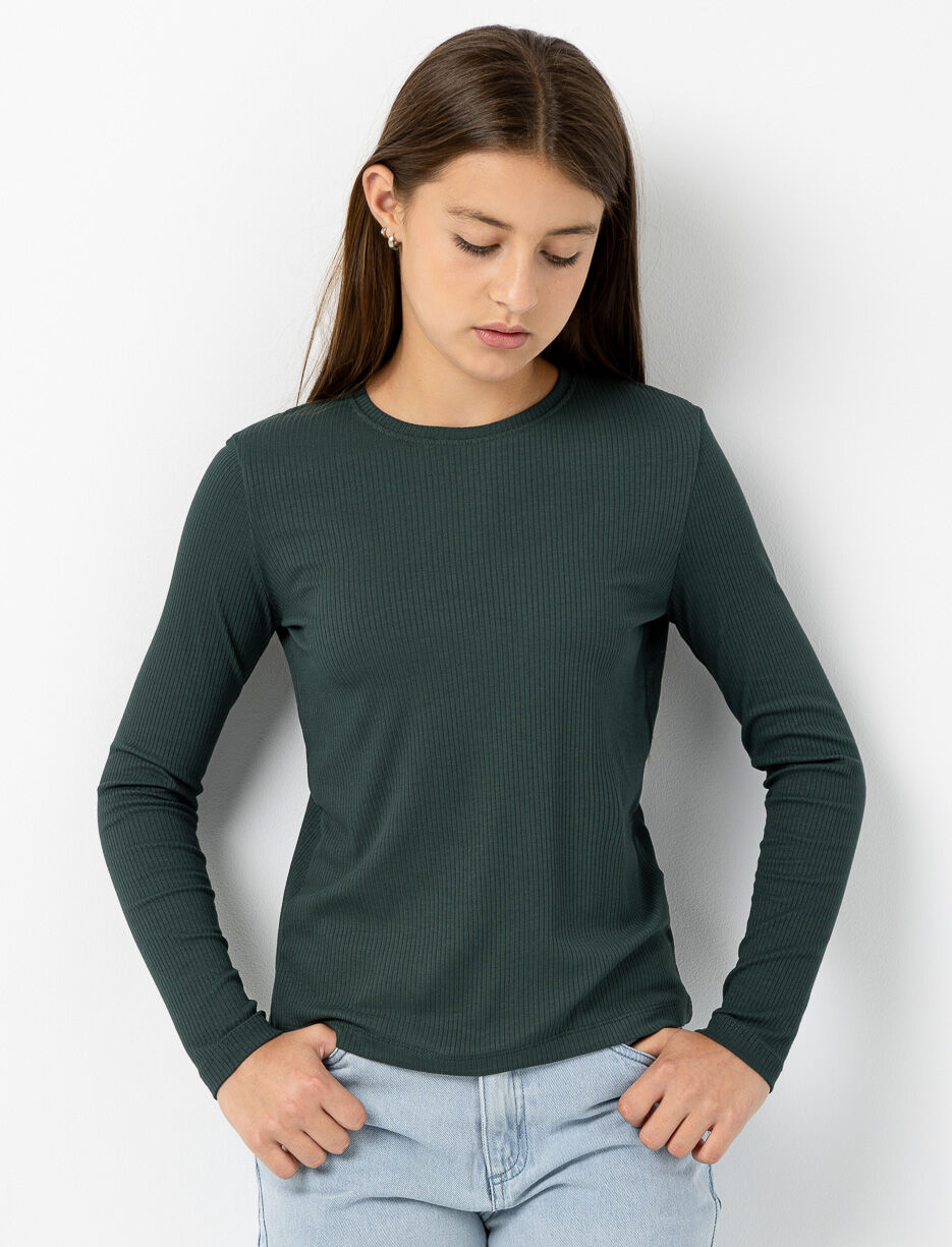 T-shirt côtelé à col rond