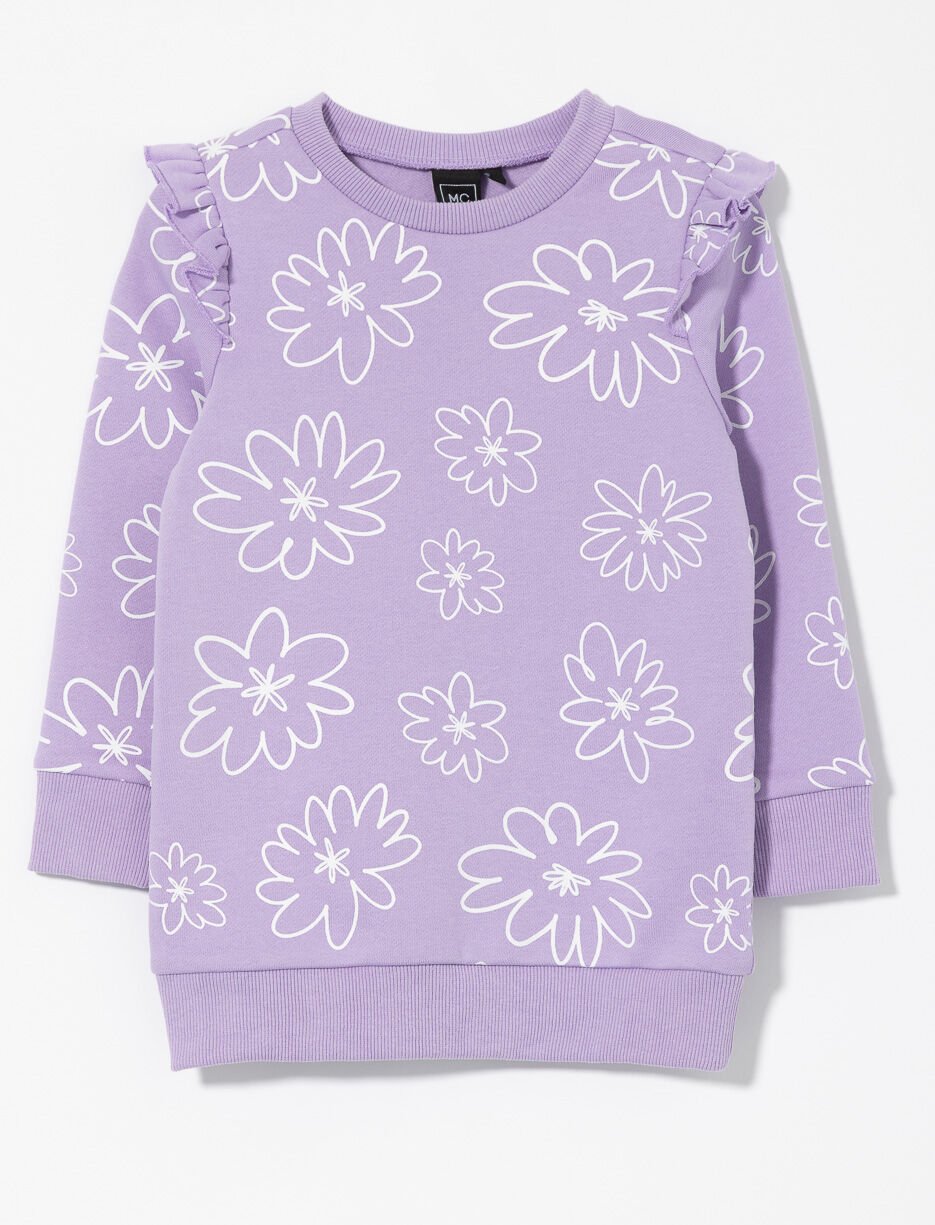 Tunique ouatée fleurie à volants - petite fille
